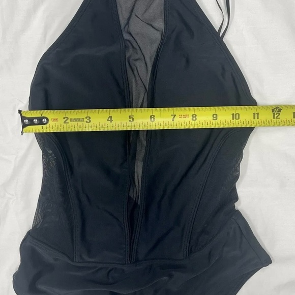 Ted Baker Spaghetti Strap Mesh Panel Open Back Black 1 Piece Swimsuit Sz 0 US 2 - Picture 7 of 13